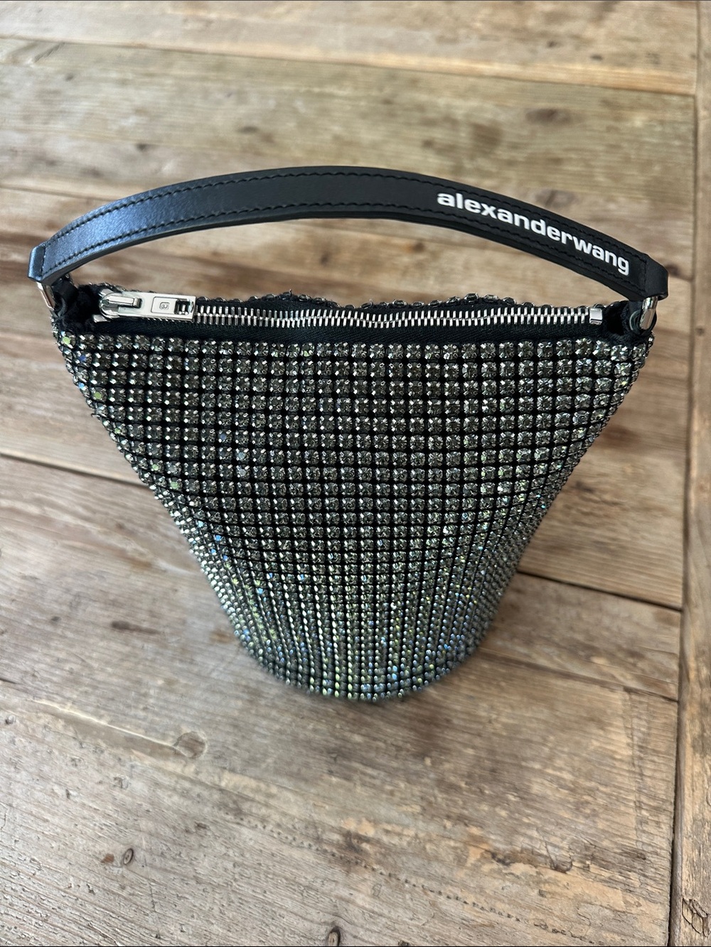 Alexander Wang Black Rhinestone Mesh Drysack Bucket Style Bag no. 2oc12oy266